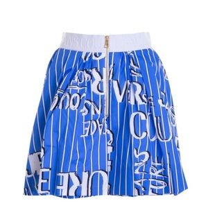 Vibrant Blue Graphic Midi Skirt